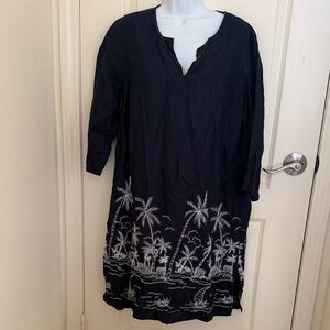 Talbots Black and White Long Sleeve Dress